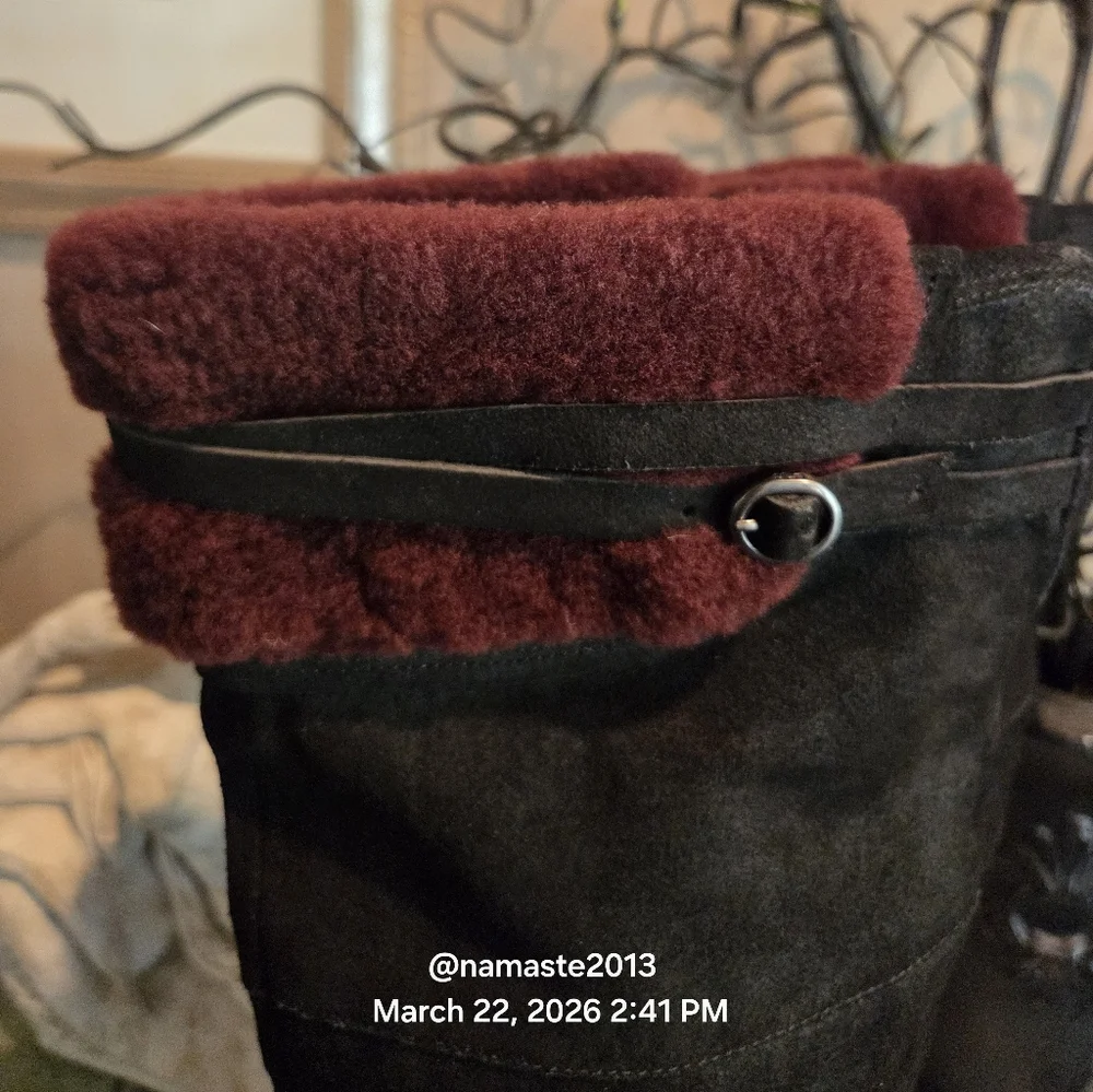 Ugg Ophira Suede Over The Knee Boots Lamb Fur Cuff Designer Heeled Boot #199